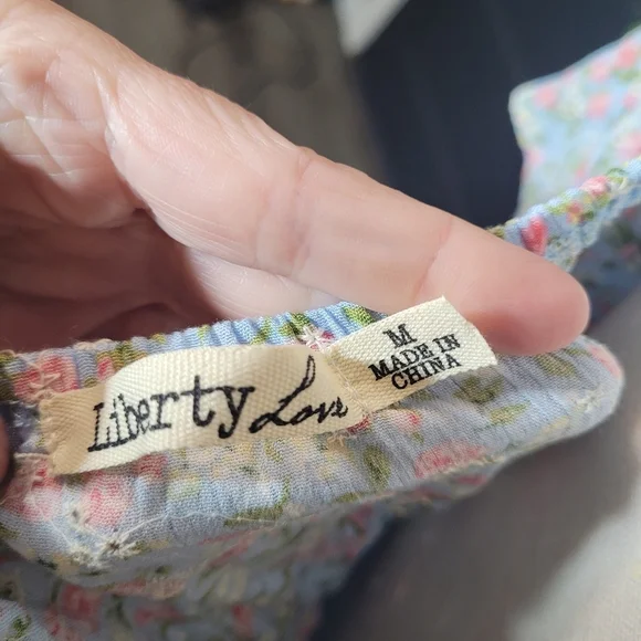 Liberty Love Babydoll style Eyelet Lace Floral tiered off shoulder Dress Medium - Picture 5 of 5